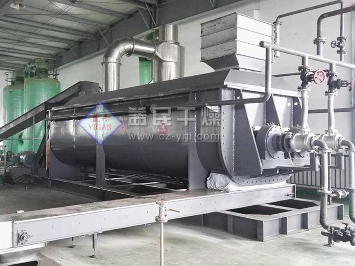 Hollow paddle dryer for gypsum